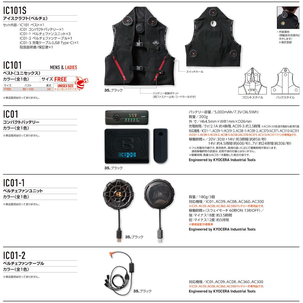 BURTLE IC101S ICECRAFT ペルチェベスト 2個セット 楽天市場】[在庫あり・即納] バートル アイスクラフト IC101S