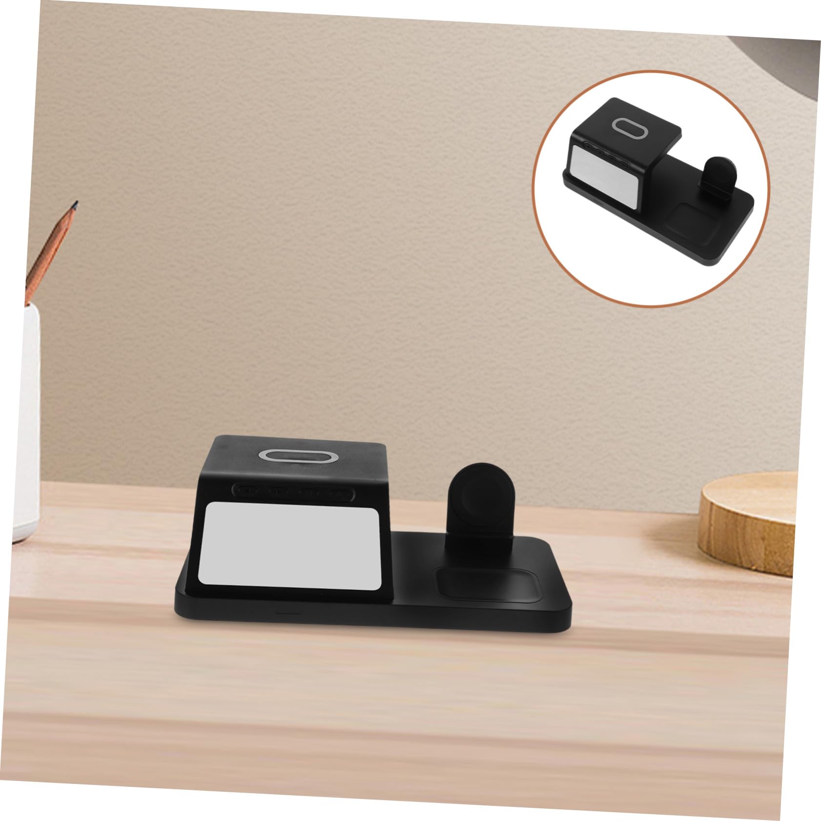 Angoily 15w Caricatore Wireless con Orologio Supporto di Ricarica Dock di Ricarica Rapida da Compatibile con Vari Dispositivi Design Moderno per Comodino e Viaggio