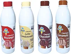 Coberturas Para Sorvete Kit 4 Potes Sabores Du Porto