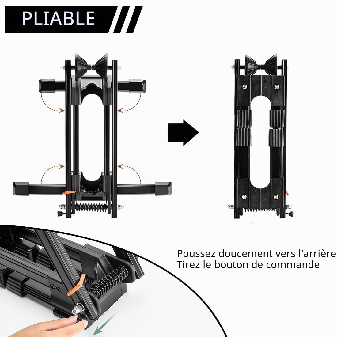 ROCKBROS Support de Velo Sol Râtelier pour 1 VTT Vélo Route Support de Rangement Roue Pliable en Aluminium Porte Vélo pour Roue Fixé Stable 24'' 26'' 27,5'' 700C Noir