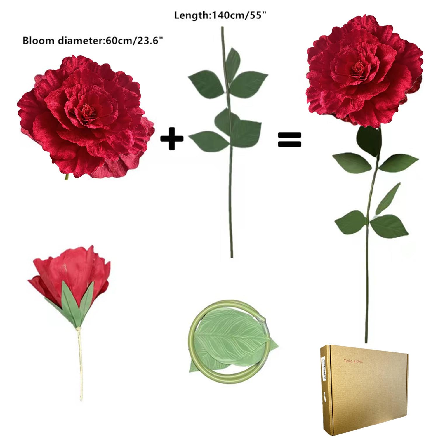 Amazon｜YunPenger 150cm/60インチ 巨大なバラの花 巨大な造花