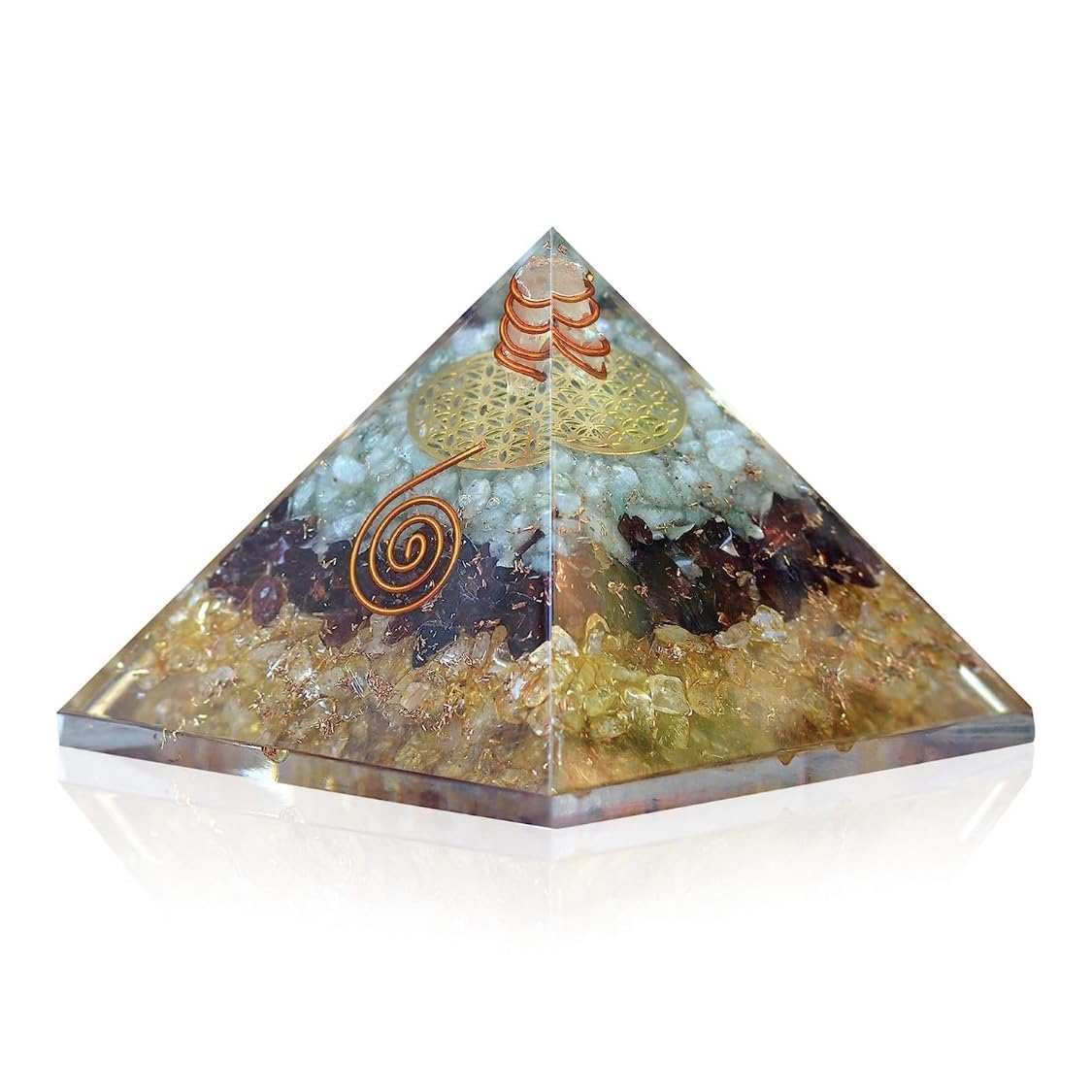 GenericA-One Crystal Triple Money Pyramid Energy Generator Promotes Wealth and Prosperity with Green Aventurine, Red Garnet and Citrine – Attract Money and Success with Lucky Orgone Crystals