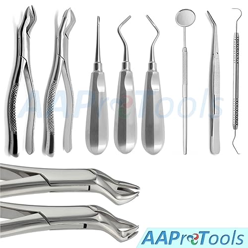 Miniatura 2 de Juego de 8 pinzas de extracción dental básica (88R + 88L) Instrumentos dentales DN-411