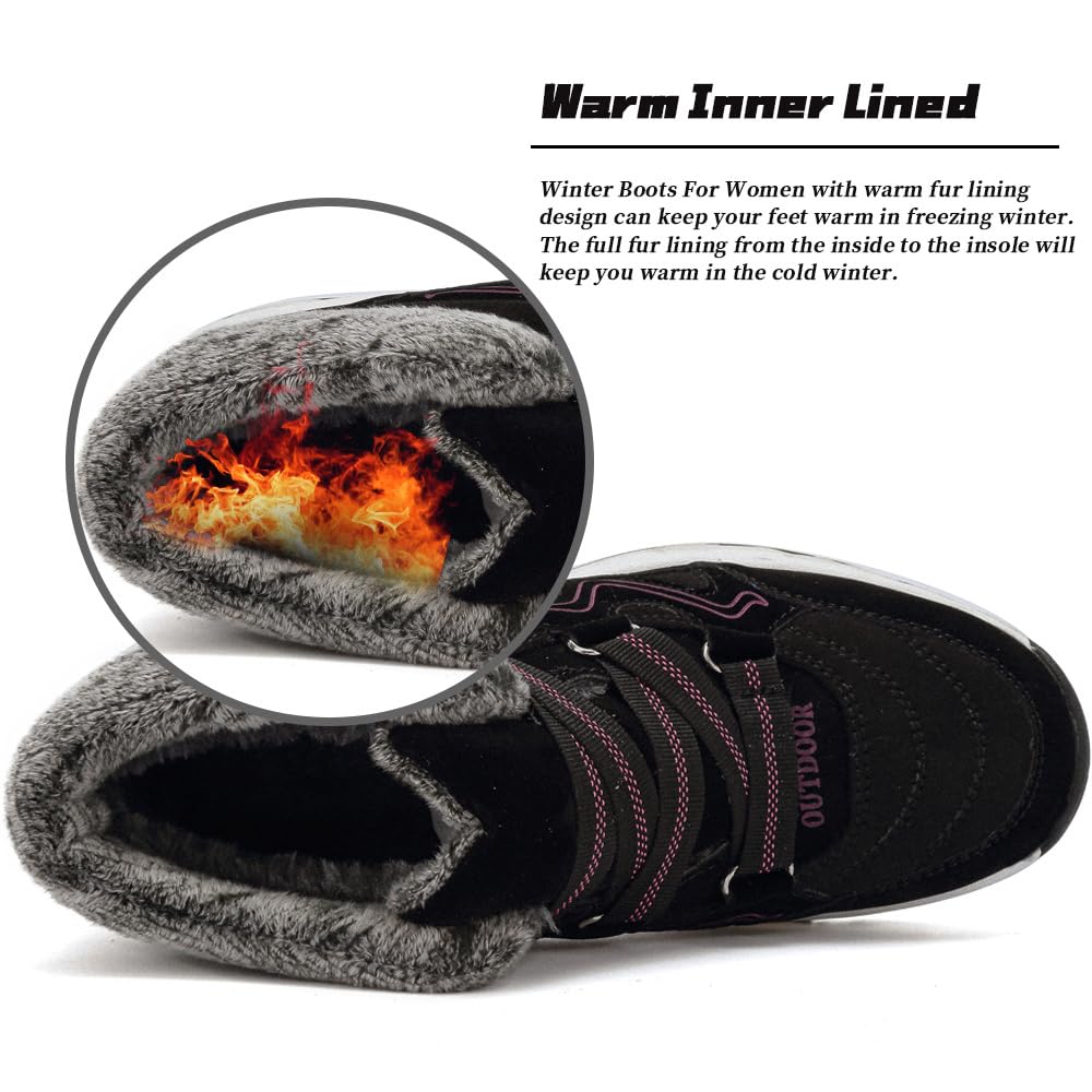 Uomo Stivaletti da Neve Stivali Donna Inverno Caldo Antiscivolo Outdoor Scarponi Trekking Camminate All'aperto Stivali di Cotone