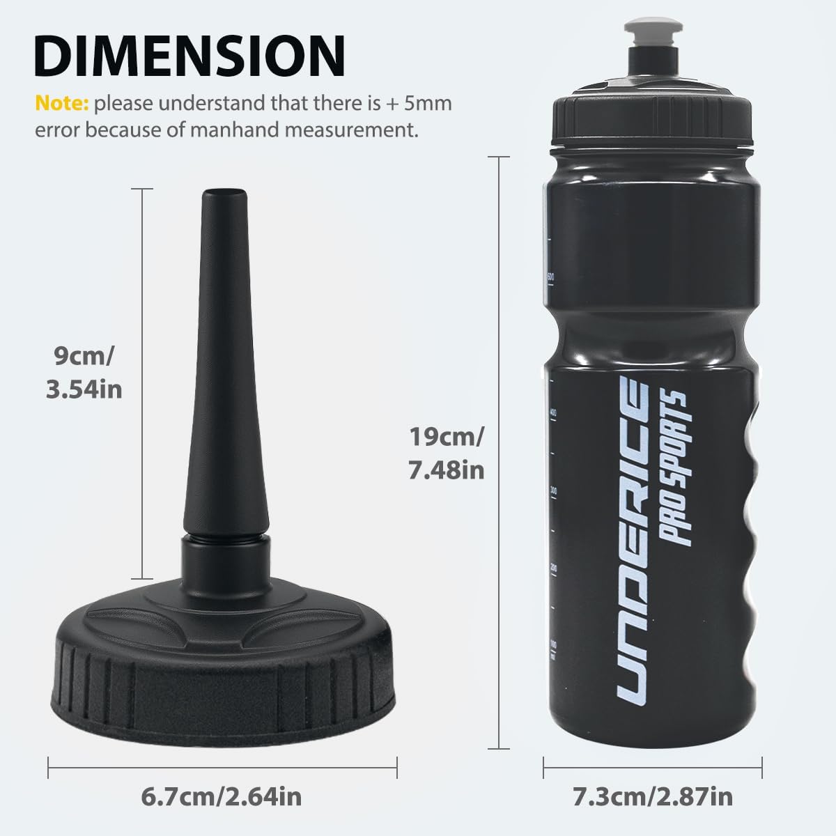 UICE Hockey Water Bottle 25.3oz 2 Pack - Leakproof Sport Water Bottles with Short/Long Nozzle Lids for Hockey/Lacrosse/Baseball/Softball/Football/Fitness,Black - Image 2
