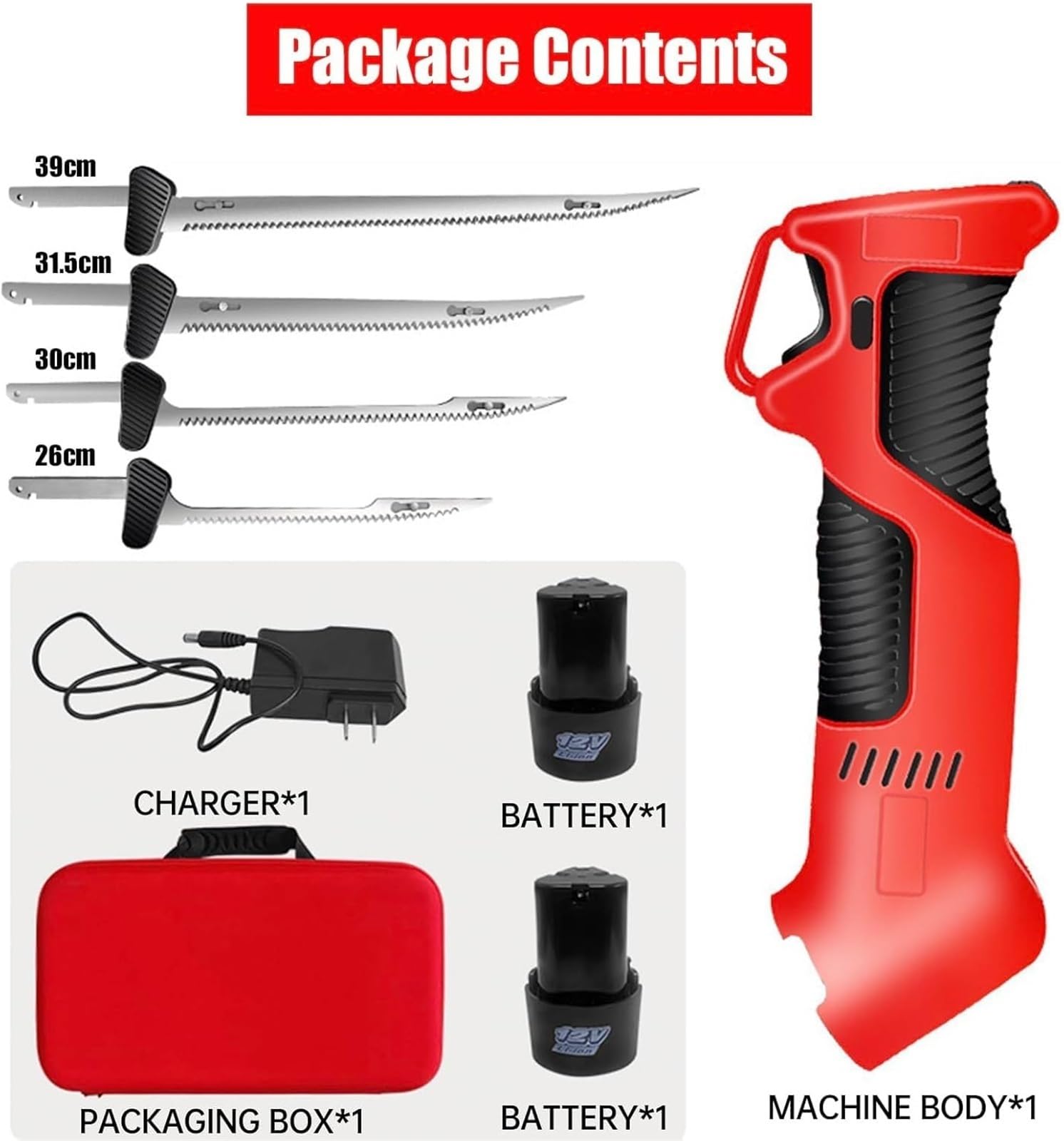 Cuchillo eléctrico inalámbrico for filetear pescado, cuchillo de pesca inalámbrico y recargable con 4 hojas recubiertas de titanio, 2 pilas, mango antideslizante y cierre de seguridad, for carne y pan