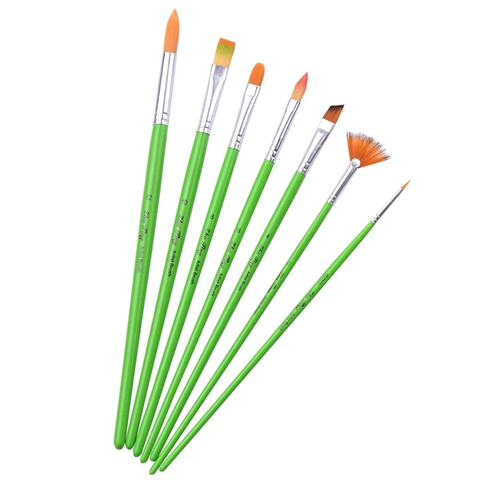 Pinselsets 7 Teile/Satz Mehrzweckfarbe Pinsel Set Nylon Haar Grüne Holzgriff Malerei für Anfänger Profis
