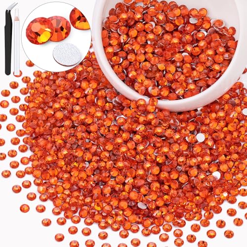 Image of 3000PCS SS20 /5mm Crystal Glass Rhinestones for Bedazzling (Orange /Hyacinth) | Flatback Rhinestones for Crafting DIY Nail Art Makeup Decoration, Gems Diomand Charms for Tumbler Shoes Clothing Mug