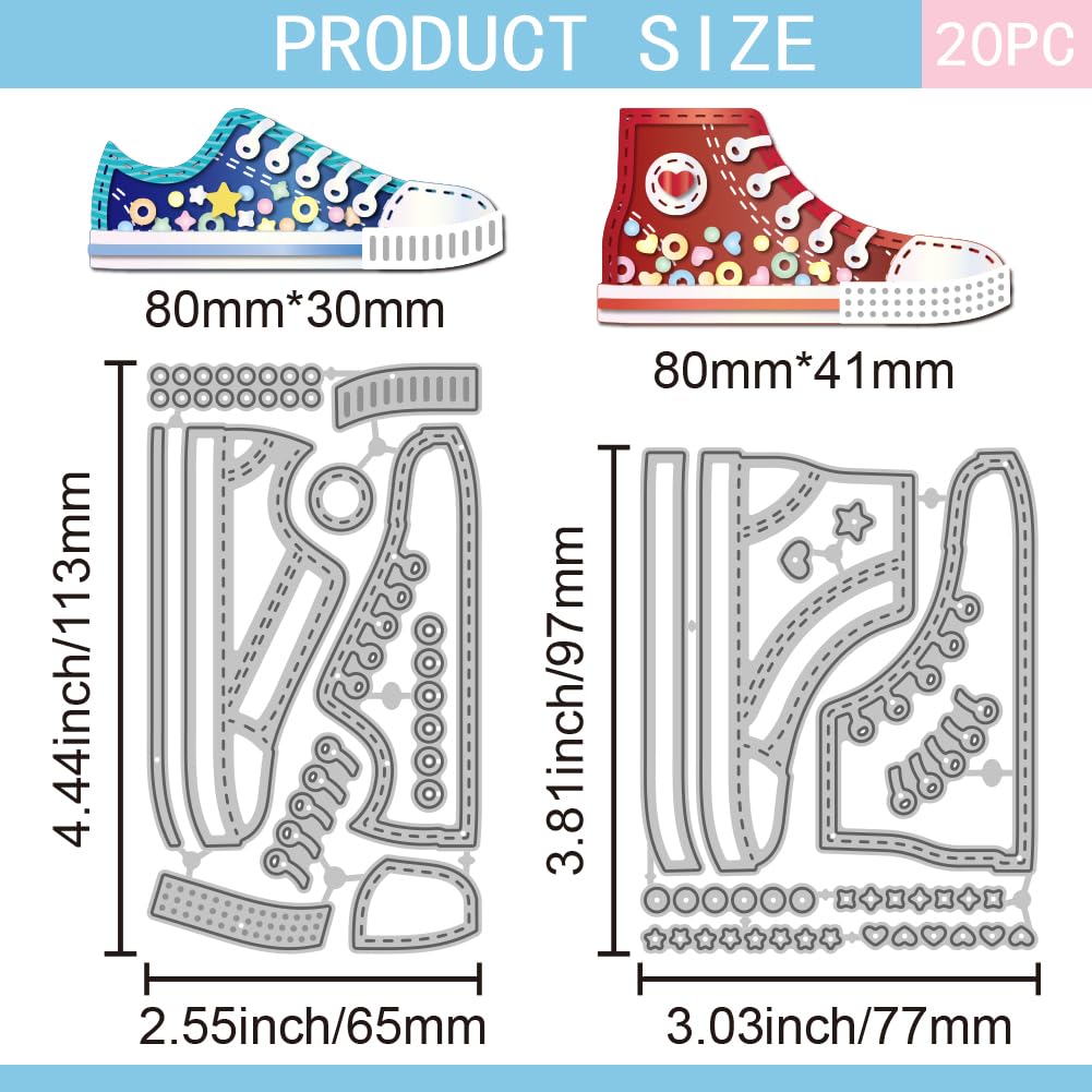 GLOBLELAND Sports Shoes Shake Cutting Dies for DIY Scrapbooking Metal Sneakers Shake Decor Cut Dies Shoes Die Cuts for Card Making Embossing Photo Album Craft Decor - Image 2