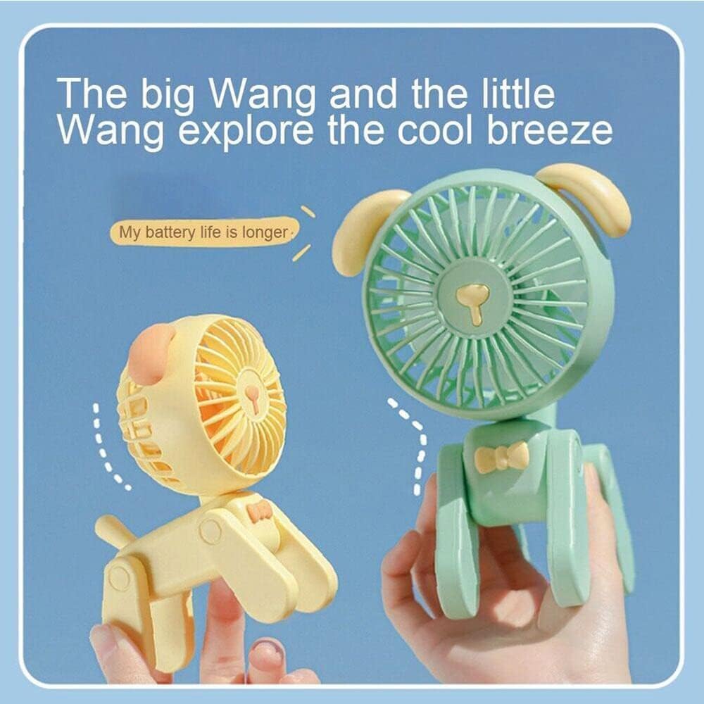 ZUMAHA Fan Cute Pet Dog Shape Mini Fan, USB Rechargeable Pocket Fan, 2-Speed Desk Fan, Handheld Fan for Travel/Office/Home/Outdoor Useful