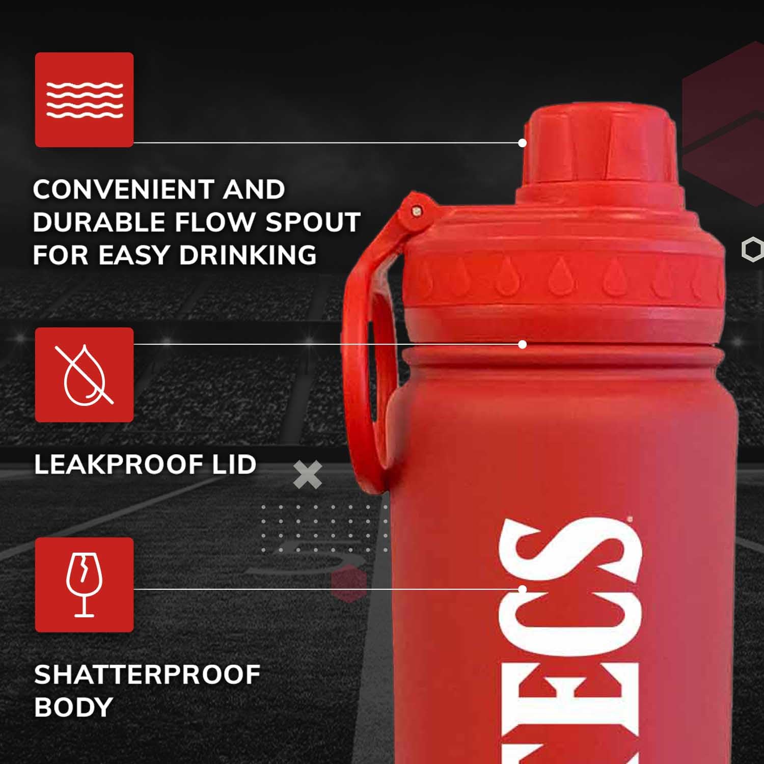 Campus Colors NCAA Stainless Steel Water Bottle – 24 Oz, Illinois State Redbirds, Twist-On Cap, Sweat-Free - View #5