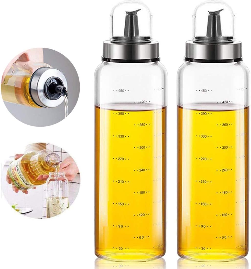 Chingcoo Ölflasche 1L Aus Borosilikatglas - Mit Messskala & Ausgießer Für Küche