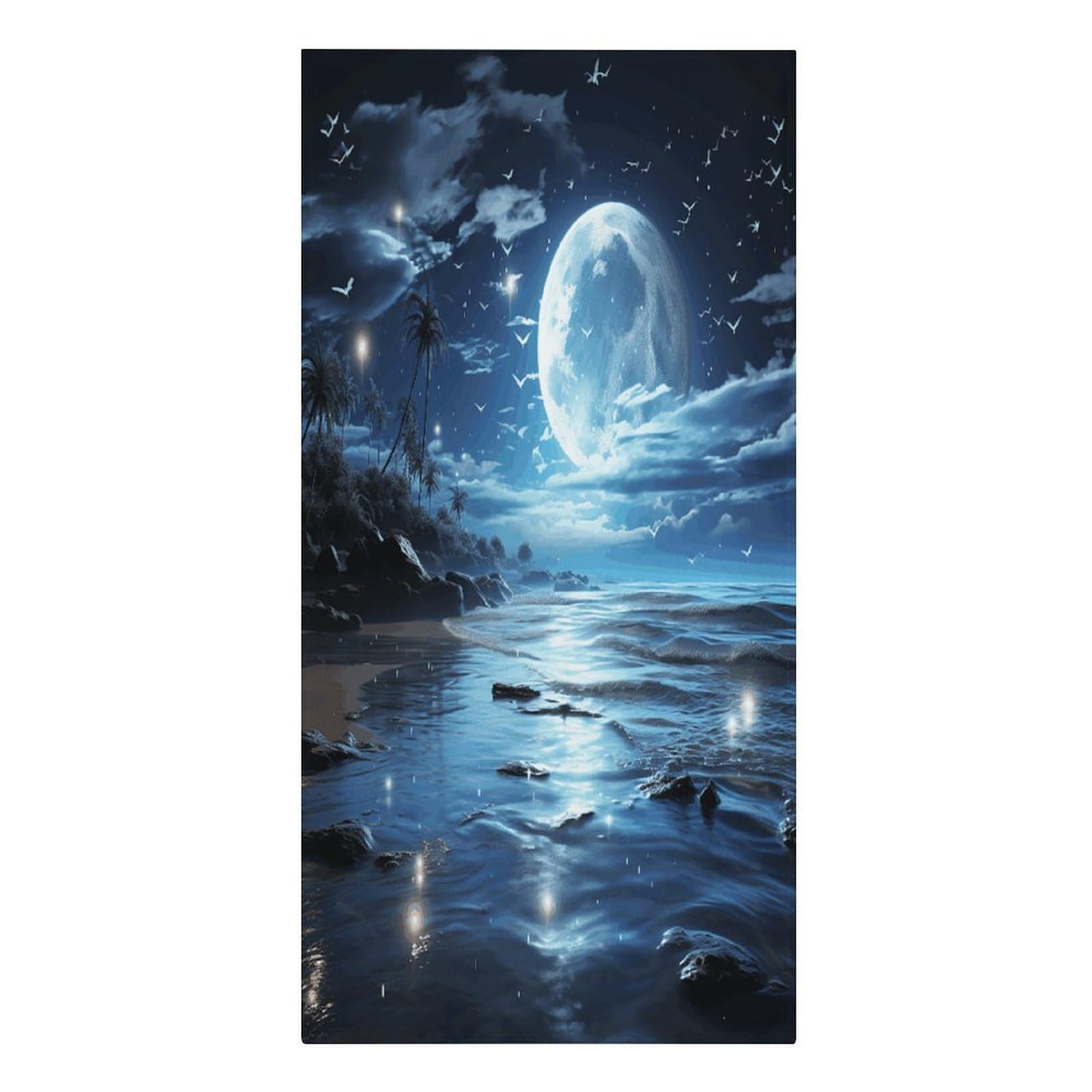 VstaDank Moon Over Ocean Beach Towels 30"x61" Microfiber Super Absorbent Large Bath Towels Cozy Soft Swim Travel Towel Quick Dry Thin Pool Towel Beach Accessories for Outdoor Adult