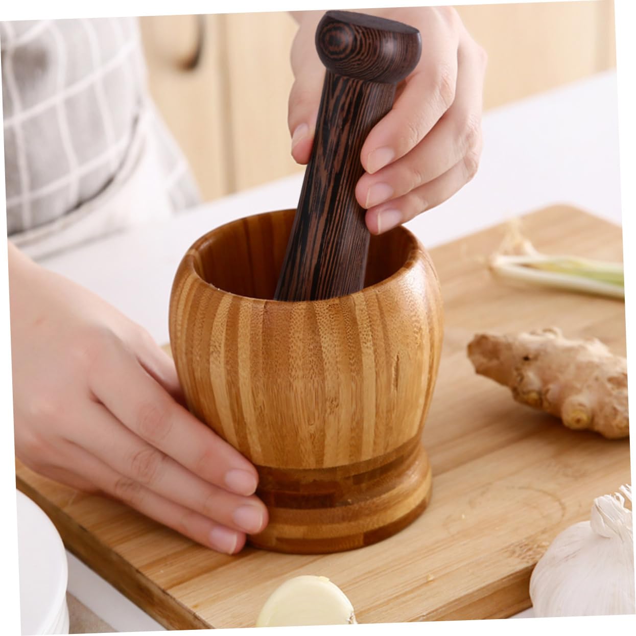 Wooden Garlic Pounder Spice Pestle Solid Wood Kitchen Tool image 2