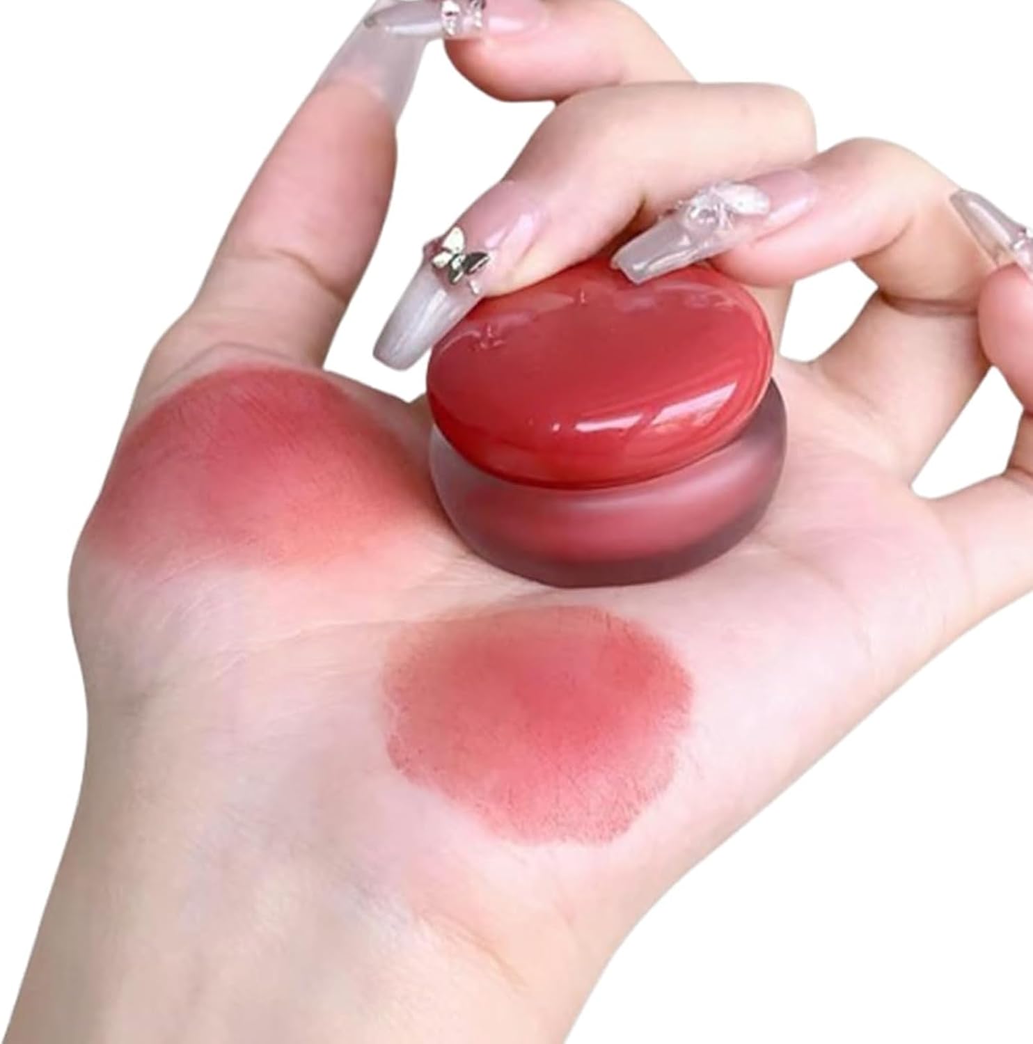 Blush Lip Cream, Lip en Wang Blurry Pudding Pot, Koreaanse Pudding Pot Blush Met Applicator Stick, Multi-use Blurring Makeup Blush/Lippenbalsem Potten(#01 with applicator stick)