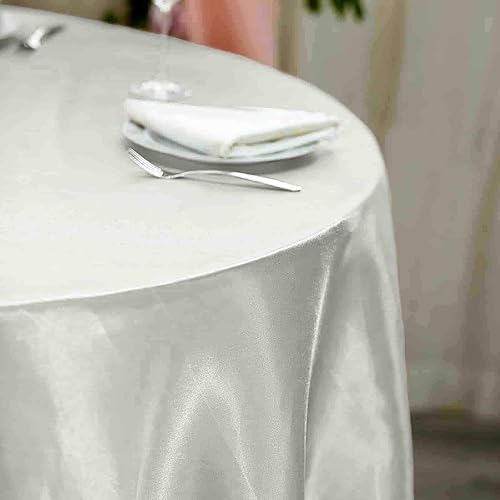 Miniatura 6 de BalsaCircle Mantel redondo de satén marfil de 120 pulgadas para bodas, fiestas, recepciones, eventos, cocina, comedor