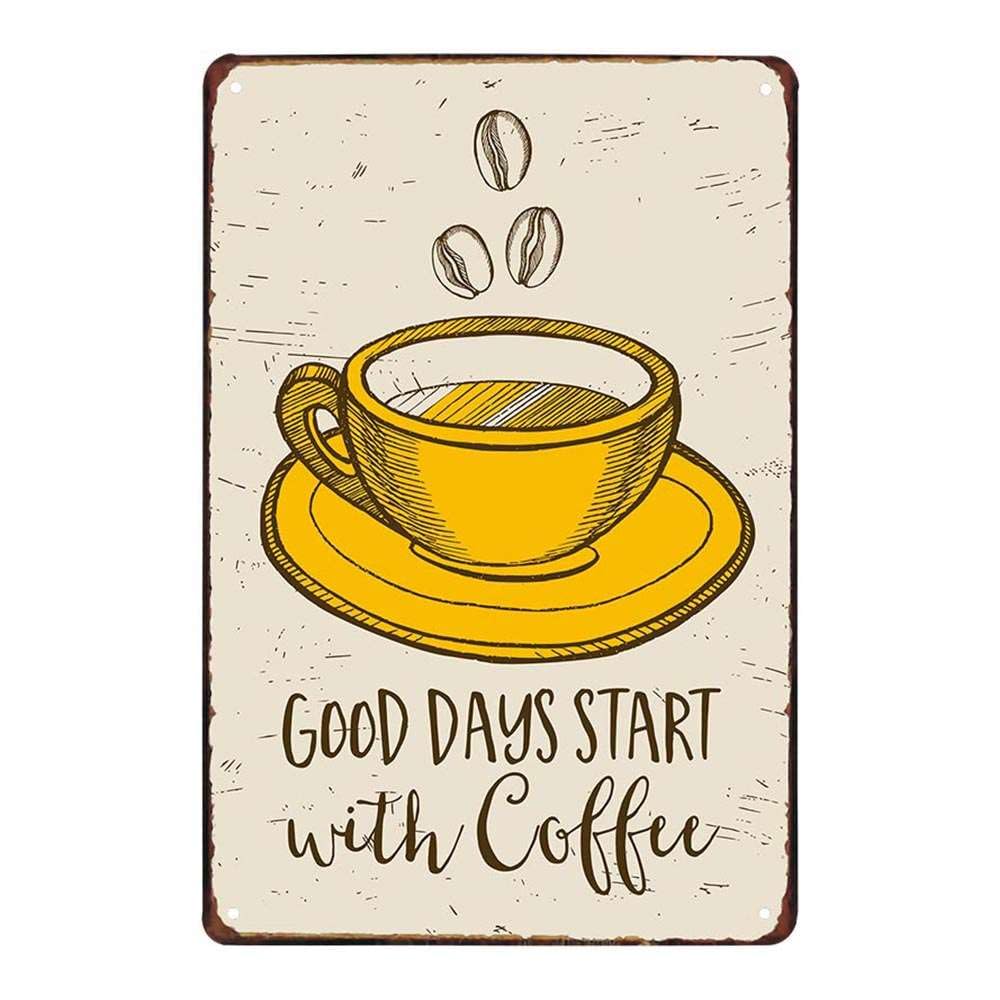 Juego de 4 placas de metal retro vintage con diseño de café