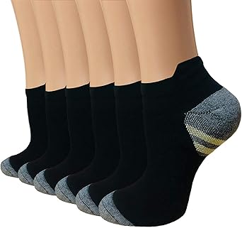 Copper Compression Socks Women and Men 6 Pairs - Circulation Arch Support Plantar Fasciitis Running Ankle Socks
