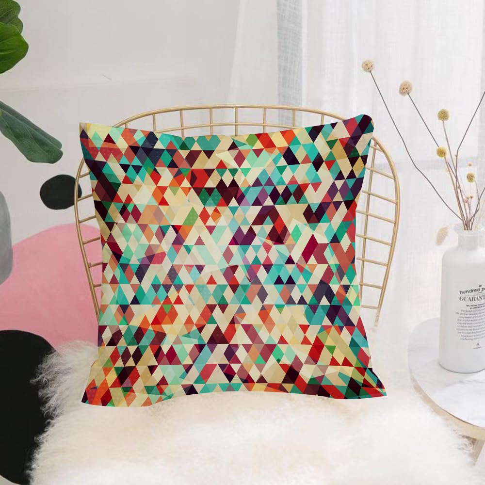 HYOSXW Cushion Cover,Throw Pillow Case Home Decorative for Living Room Bedroom Sofa Chair 16X16 Inch,Contrasting color geometric triangle mosaic arrangement,Pillowcase 40X40cm