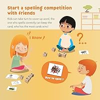 Vista 4 de Coogam Juegos de ortografía, juguete de letras a juego de madera con tarjetas flash, palabras Montessori ABC alfabeto, aprendizaje educativo