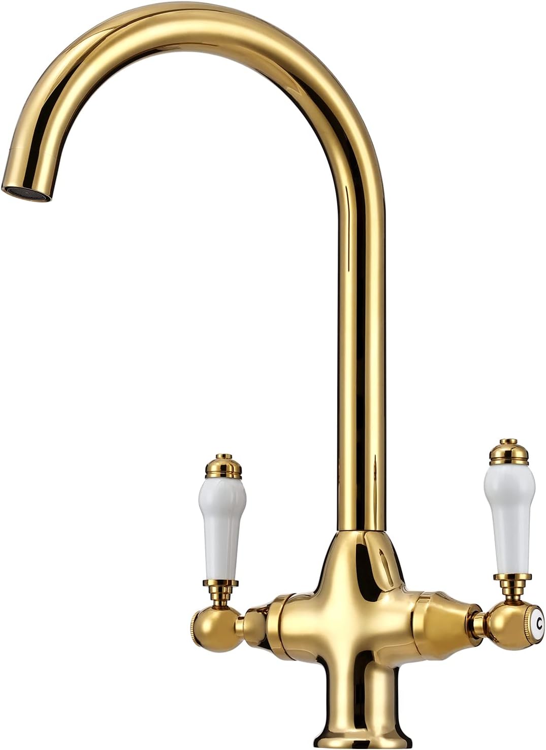 Astini Colonial Antique Bronze & White Ceramic Handle Kitchen Sink