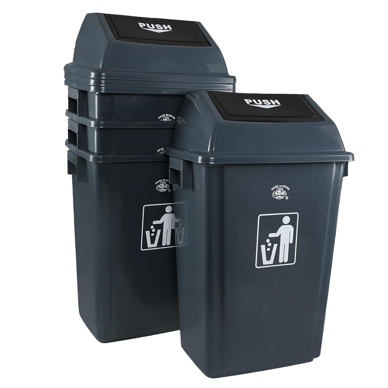 Sandmovie 18 Gallon Large Kitchen Trash Can with Swing Lid, Plastic Garbage Bins with Lids, 4 Packs