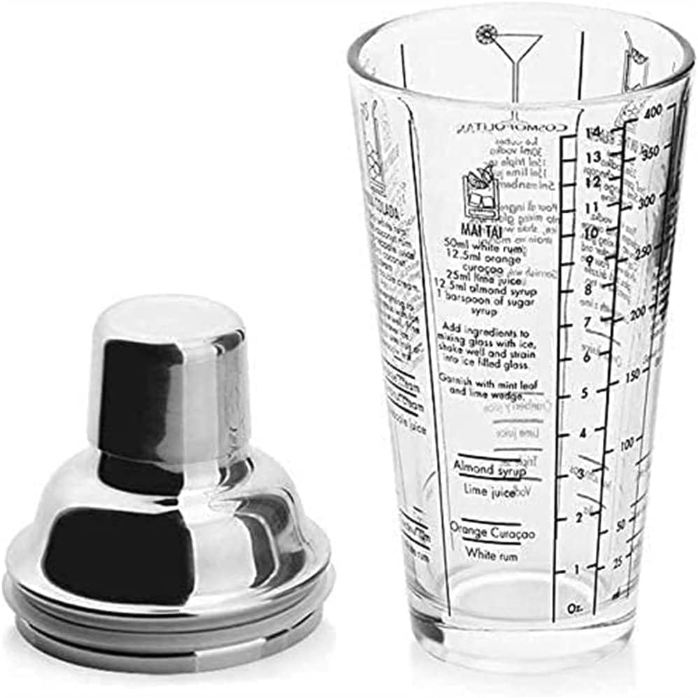 Miniatura 6 de ONOTEC Juego de coctelera, kit de camarero con soporte, juego de barra de acero inoxidable de 14 piezas para mezclar bebidas, herramientas de barman