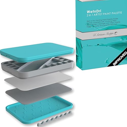 WetNDri Wet Pallet for Miniature Painting. Stay Wet Palette for Acrylic Paints, 100 Sheets, 2 Sponge Starter Kit