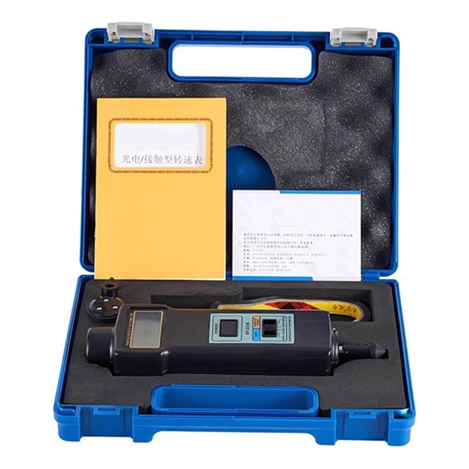 Tacómetro Digital 2 en 1, comprobador portátil de RPM con Contacto y fotográfico (2,5-99 999 RPM), con 4 sondas, Pantalla LCD, para Motores y Ventiladores.