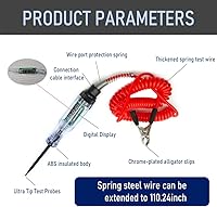 Vista 3 de Luz de Prueba Automotriz de Servicio Pesado de 3-70V, Probador de Relé LED Digital con Cable de Resorte Retráctil de 110 Pulgadas, Probador