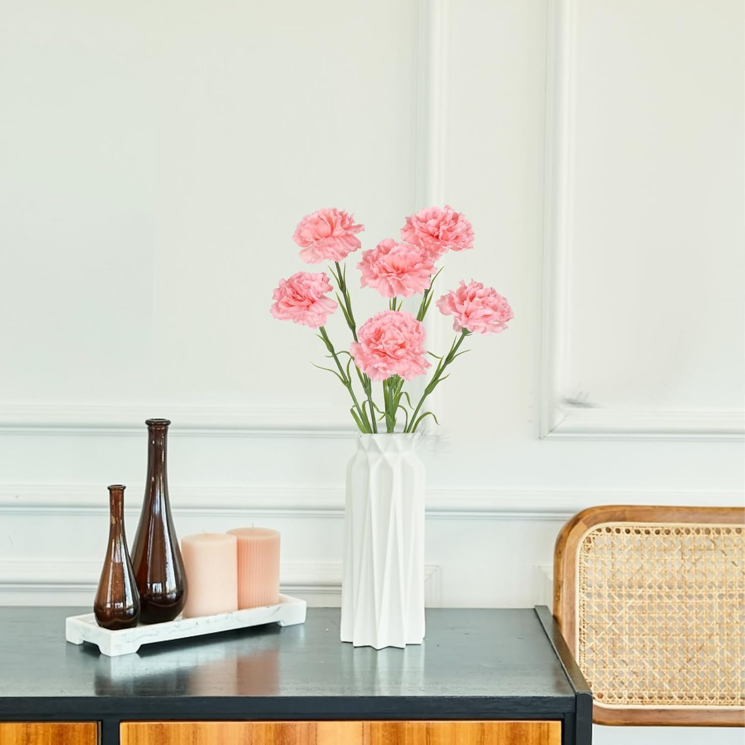 IPOPU Pink Carnations Artificial Flowers,6PCS Real Touch Faux Flowers 20'' Artificial Silk Carnations with Stems for Wedding Bouquet Party Table Centerpieces Home Decor (Pink) - Image 5