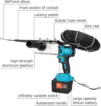 Automatic Electrician Threading Machine, 40m/min Through Wall Electrical Wire Threader Machine, Electric Wire Feeding Tools, Wire Pulling Tool, Electric Charging Stringing Machine