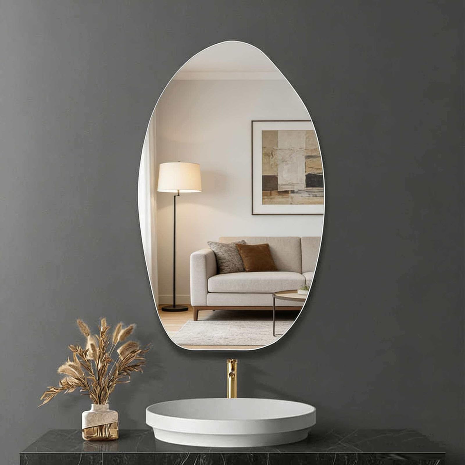 SXFSDOU Wall Mirror, Irregular Frameless Design, HD Vanity Decor for Bathroom, Entryway, Living Room