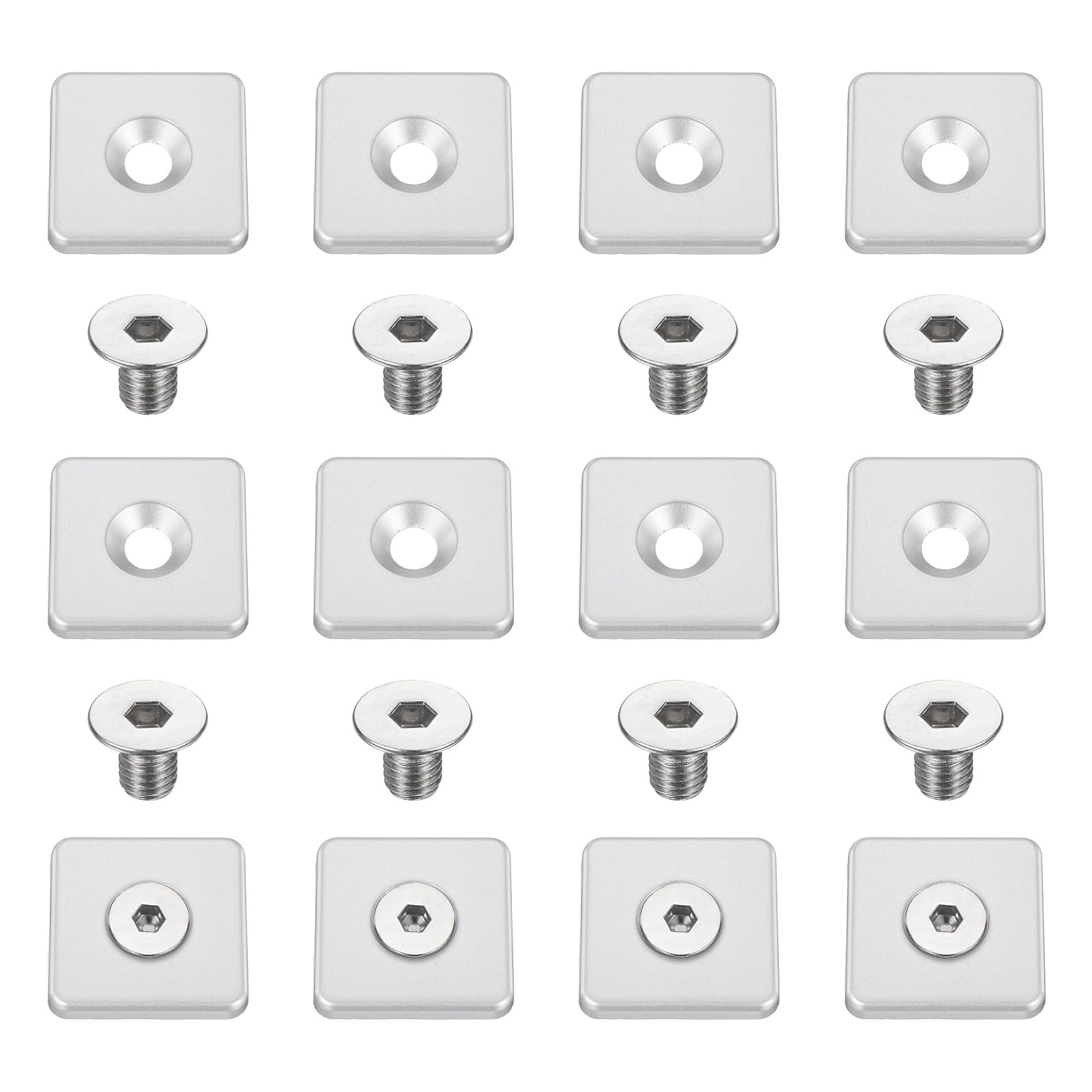 sourcing map 12Pcs Profile End Cap, Zinc Alloy 4040 Series EU Standard T-Slot Aluminum Extrusion End Cap Bracket with Screws for Storage Rack, Silver