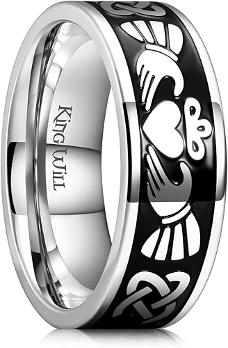 King Will 316L Stainless Steel Wedding Band for Men Women- Celtic Knots and Nature Style Design Wedding Ring in Multicolor Available Comfort Fit