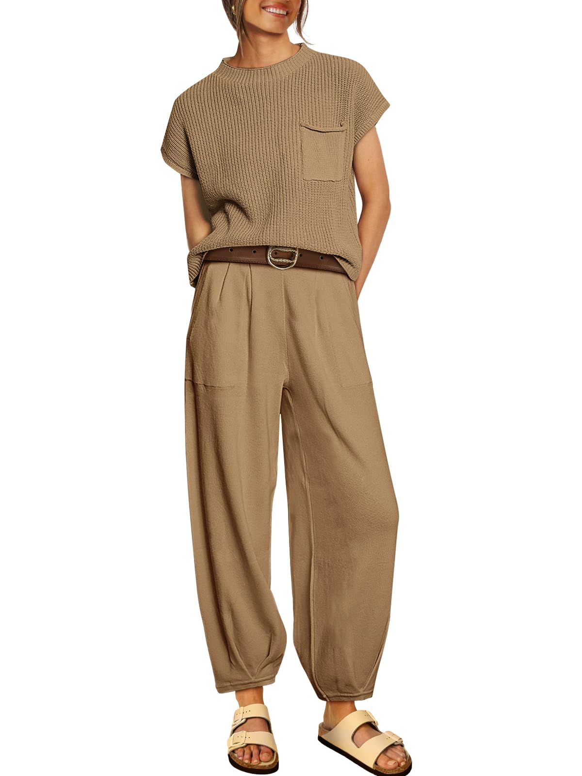 2 Piece Knit Sets For Women Trendy Sweatsuit Sets