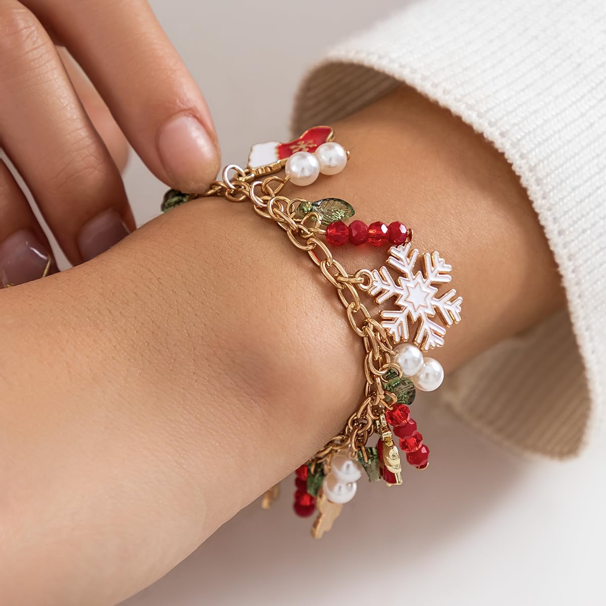 Christmas Clay Bead Bracelets Stackable Stretch Bracelet for Women Christmas Charms Jewelry