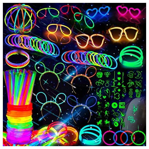 MULEVIP 272 PCS Barras Luminosas, Iluminación para Juguetes, Luminosos con Conectores para Pulseras y Pelotas,Varitas Luminosas Fluorescentes, Ideal para Fiestas en la Oscuridad para Cumpleaños