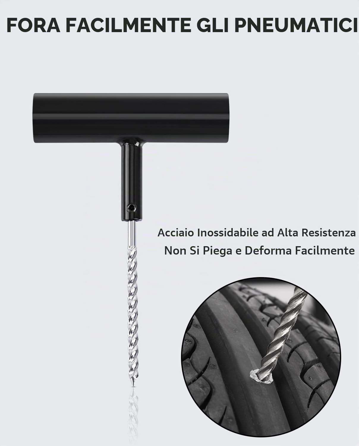Fanttik Kit di riparazione per pneumatici, kit di 24 tappi per pneumatici resistenti, per riparare forature e patch, strumenti universali per riparazione pneumatici di auto, auto, moto, camion, ARB