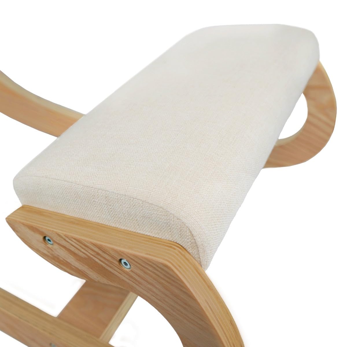 Chaise ergonomique en bois de chêne blanc et lin 8 cm d'épaisseur, coussin rembourré pour bureau, maison, tabouret à bascule, support de genoux dorsal, capacité de 120 kg, repose-poignets pour clavier