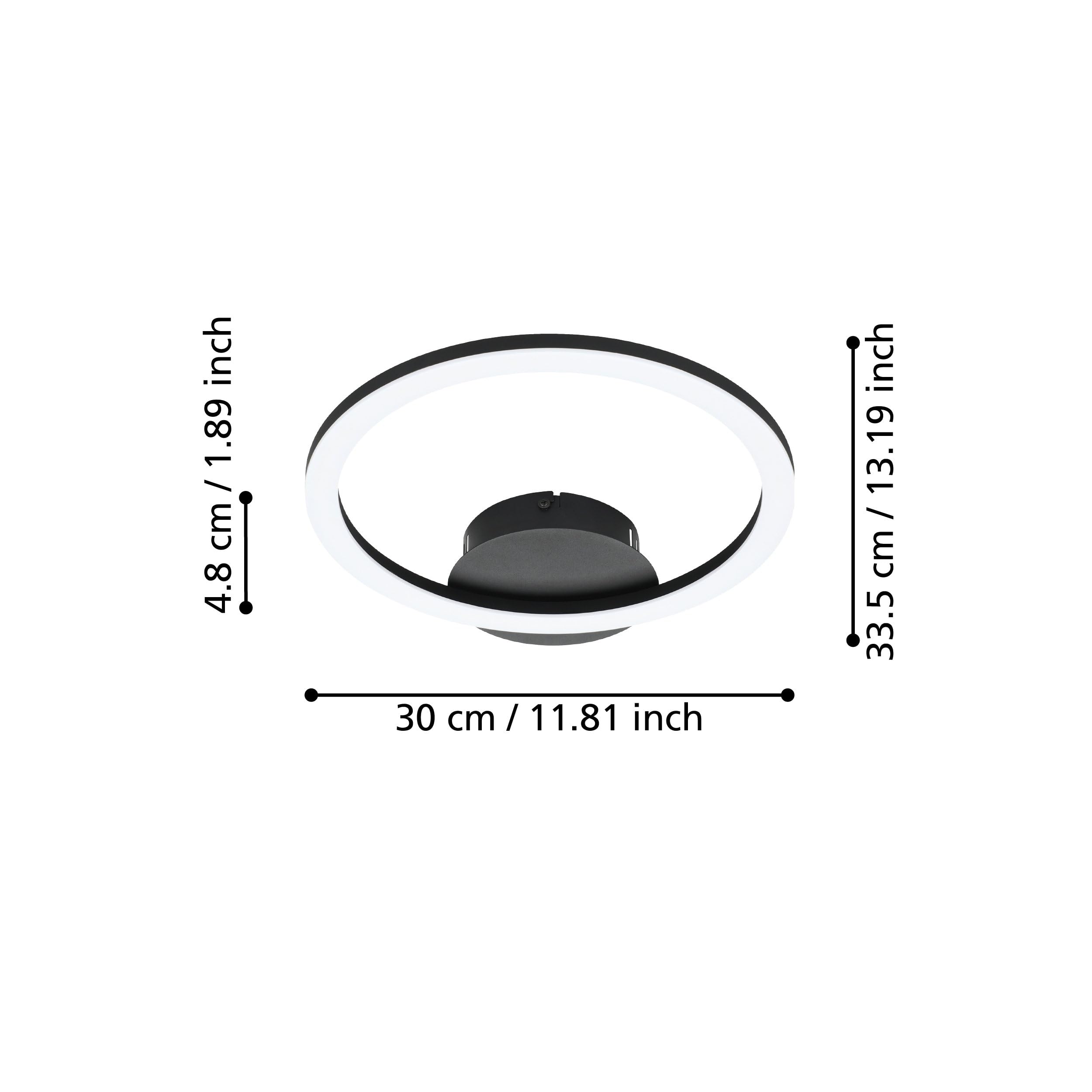 EGLO connect z Smart-Home lampa sufitowa LED Parrapos-Z, ZigBee | aplikacja i sterowanie głosowe Alexa, regulacja barwy światła (ciepła biel – zimna biel), światło ściemnianie, 34 x 30 cm