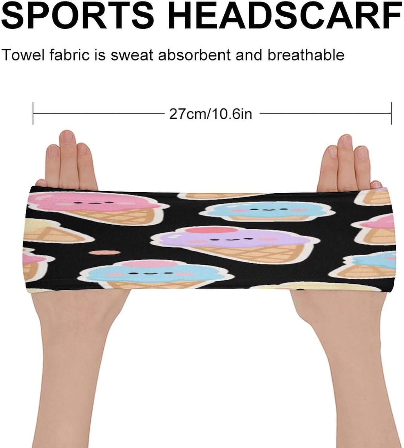 Cartoon Ice Cream Sport Headbands Sweatband Athletic Headband