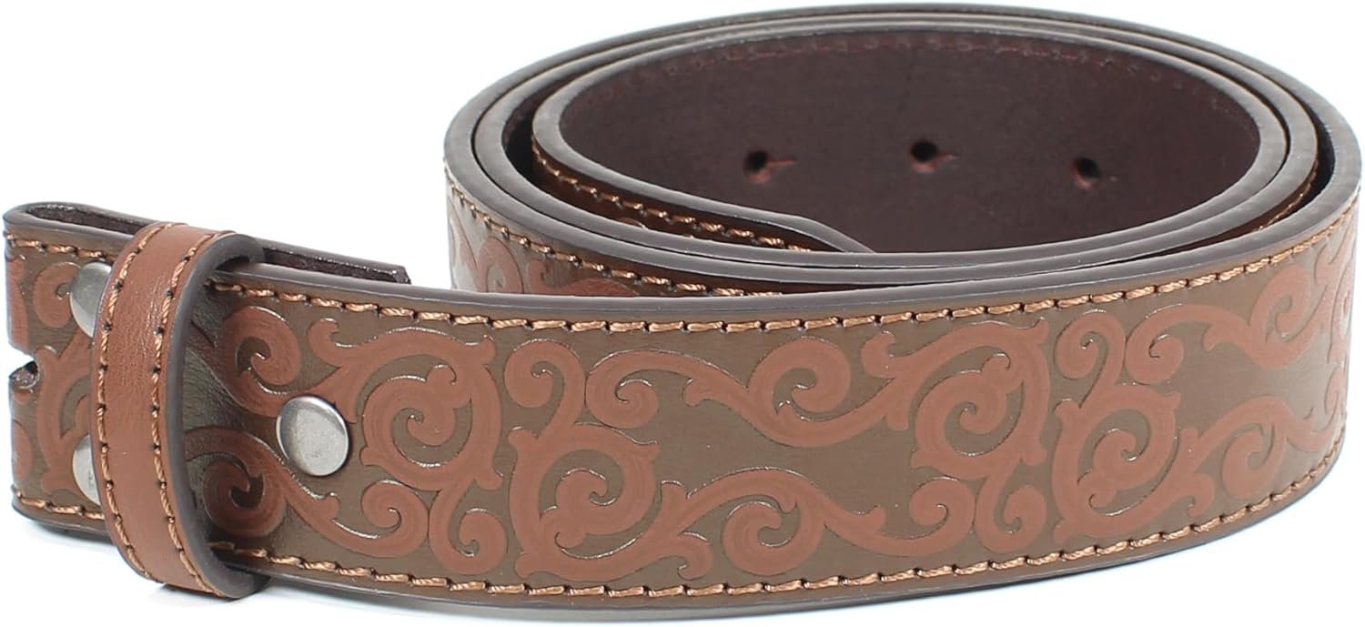 BC Belts Classic Western Scroll Leather Belt Strap Without Buckle 1.5" Wide with Snaps - Vintage Cowboy Cowgirl Style - Image 4