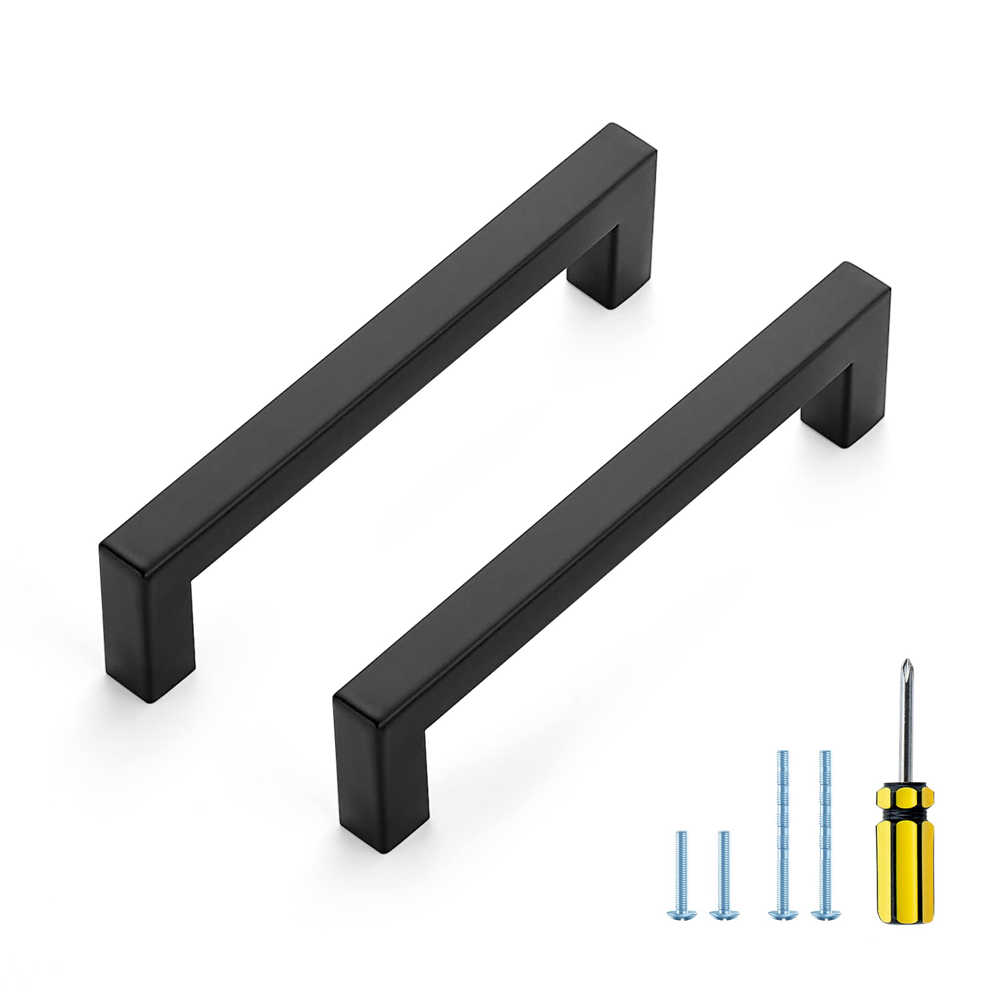 Ravinte Matte Black Square Pulls Cabinet Handles,5 Inch,25 Pack