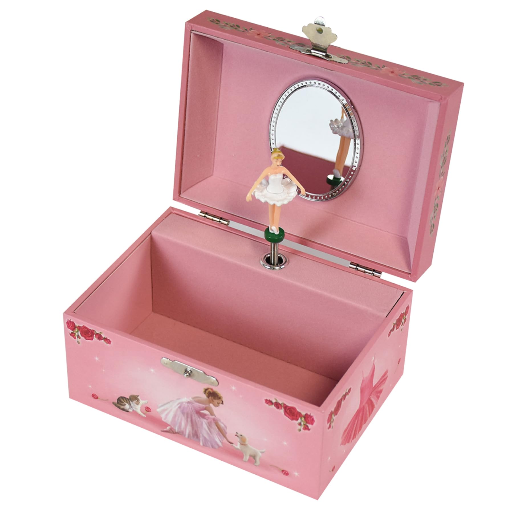 Boîte de bijoux de ballerine MDF avec figurine dansante et miroir de clarté