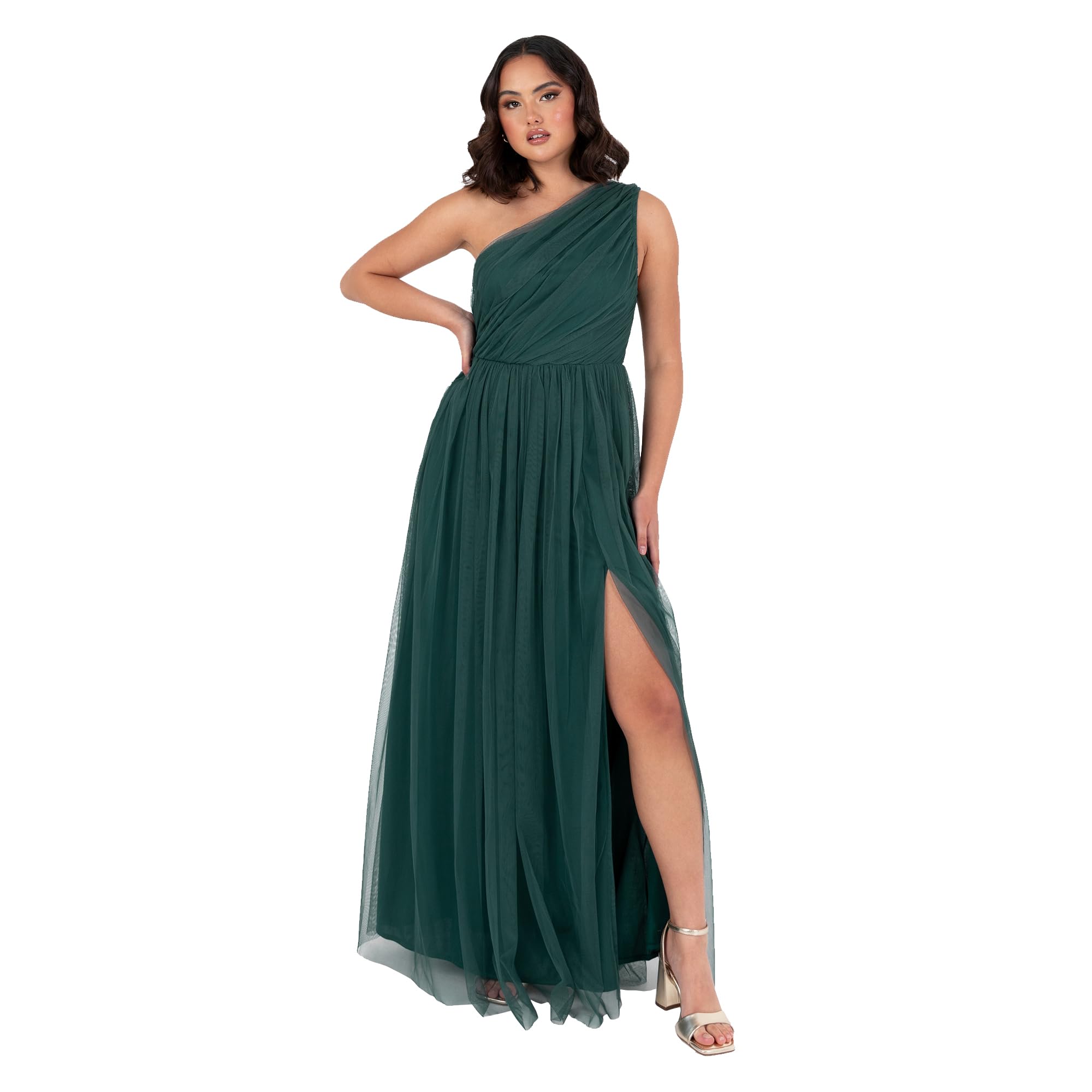 Anaya with Love Womens Ladies Maxi One Cold Shoulder Dress with Slit Split Sleeveless Prom Wedding Guest Bridesmaid Ball Evening Gown Vestido Mujer (Pack de 1)