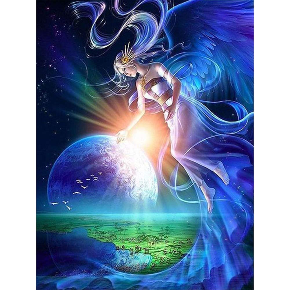 Kit de Peinture Diamant Beauté de la Lune 5D, format 70x90cm avec strass ronds pour déco murale