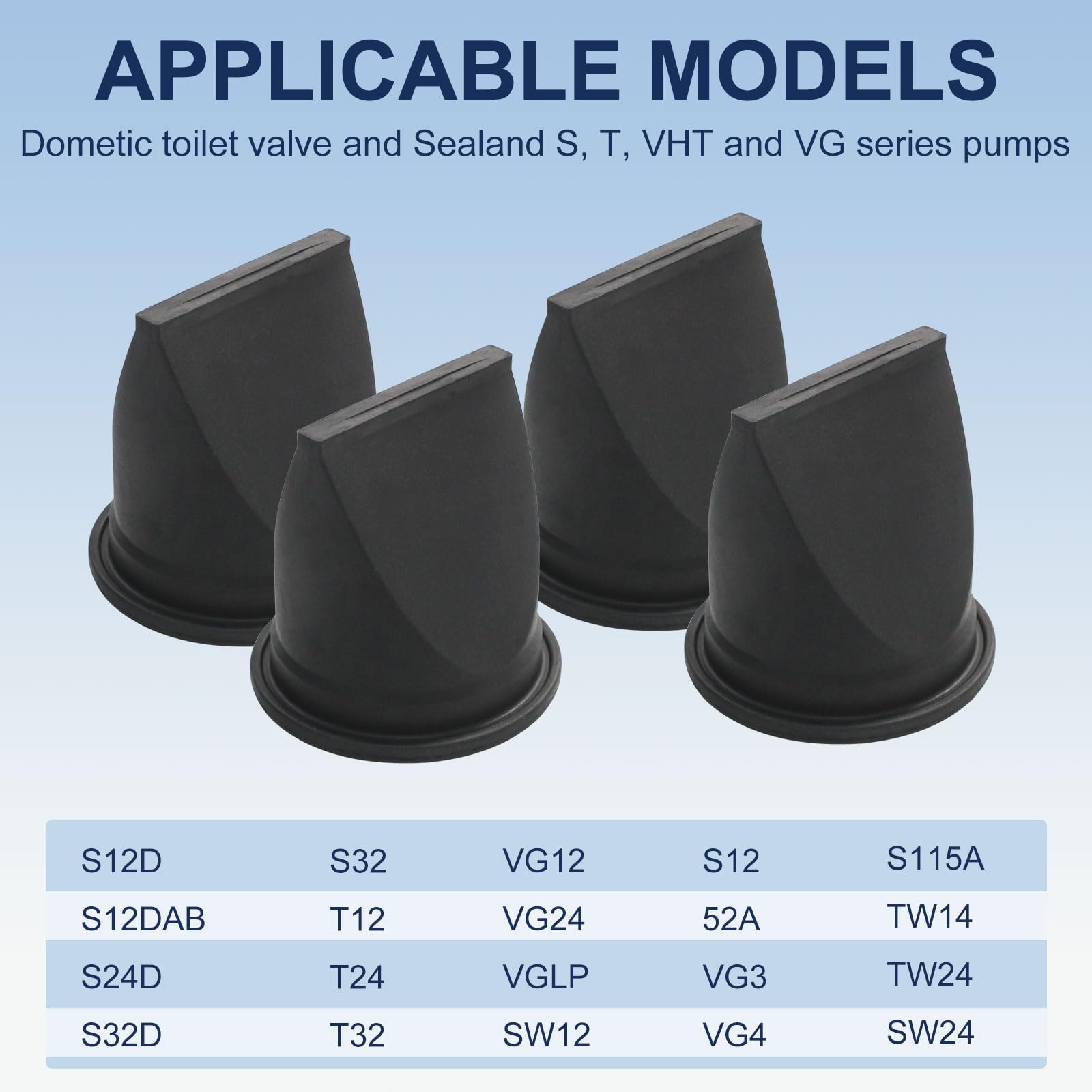 385310076 Duckbill Valve Kit 1-12 Black4 Pack for Dometic Toilet and Sealand Vacuum Generators S & T Series Pumps Bellow Replacement Part Repair Kit product thumbnail 4
