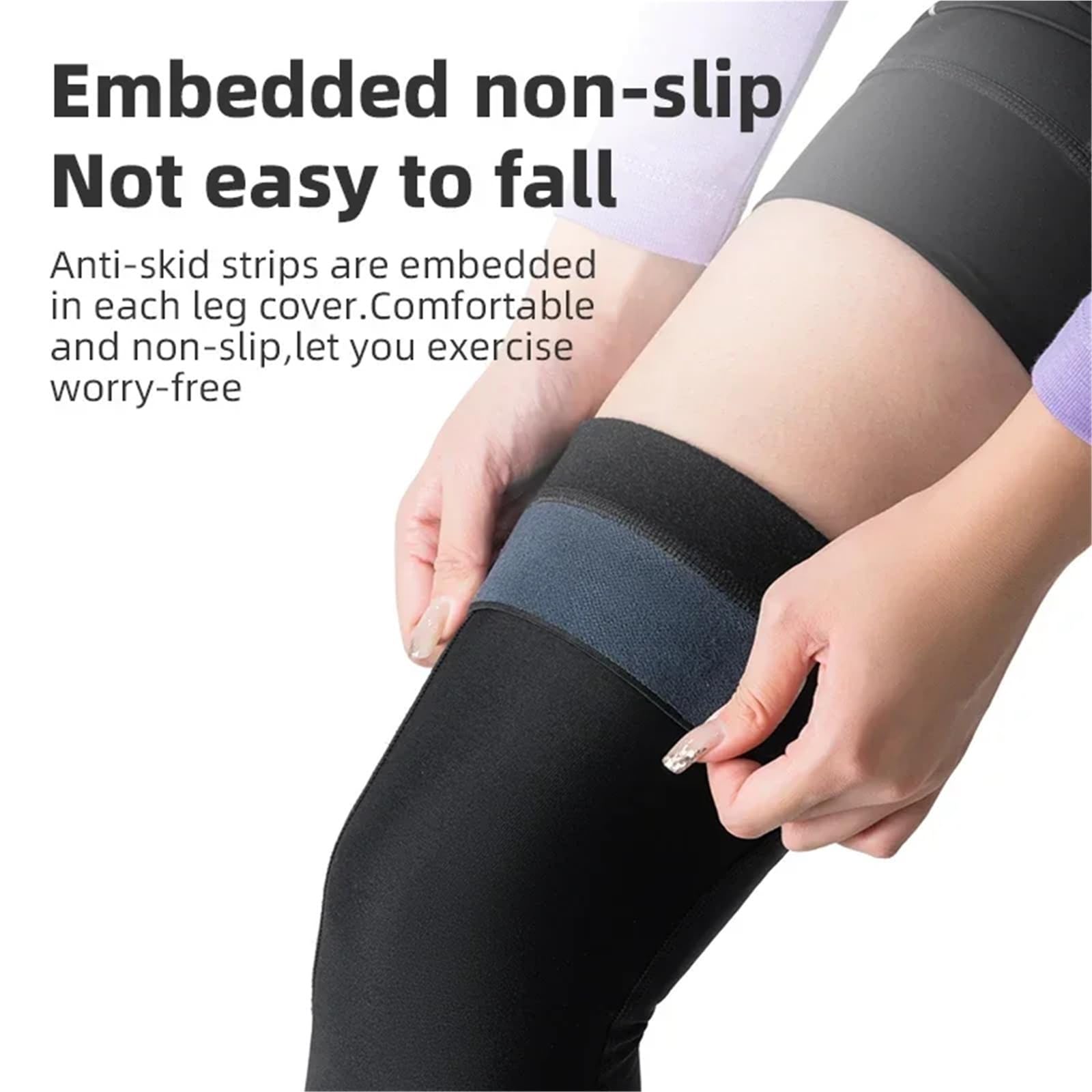 Leg compression sleeve Winter-Beinlinge, Radsport-Beinlinge, atmungsaktives Nylon, rutschfest, for Damen und Herren, geeignet for Laufen Bodybuilding(L)