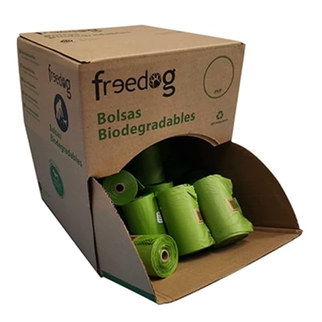 Expositor de Bolsas biodegradables 40 Rollos, Producto para Mascotas de la Marca Freedog, Color Multicolor